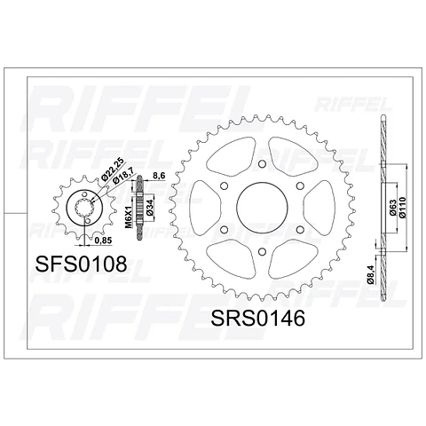 Kit Transmisión Riffel Top KTM 390 Duke / RC / Adventure 45T/15Z (Cadena Dorada 520HO-118L Con Oring) 