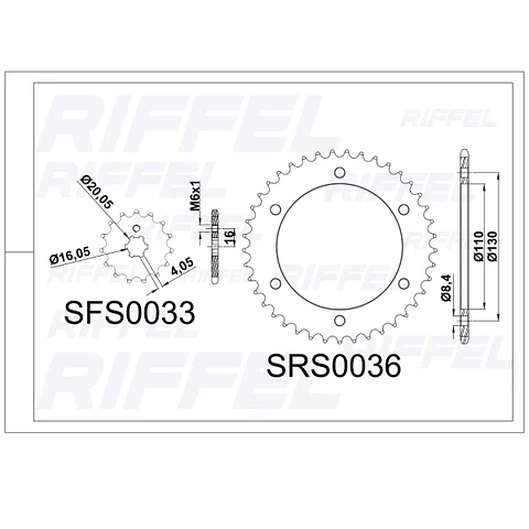 Kit Transmisión Riffel Top Yamaha YZF 155 (R15 V3/V4) 47T/14Z (Cadena 428HO-128L Con Oring)
