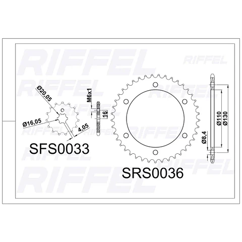 Kit Transmisión Riffel Top Yamaha FZ 150 3.0/4.0 (FZ-S / FZ-X) 41T/14Z (Cadena 428HO-125L Con Oring) 