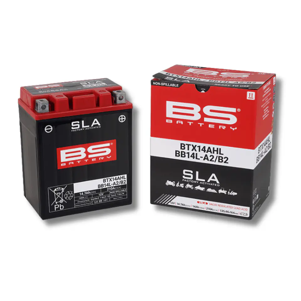 Batería Moto Bs Battery BTX14AHL BB14L-A2/B2 SLA AGM (Equivalente YTX14AHL - YB14L-A2/B2) 12V 14Ah 1