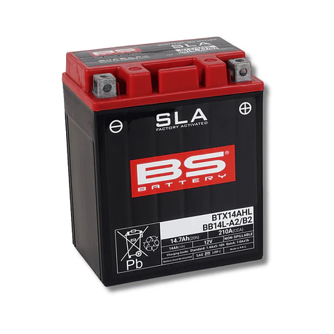Batería Moto Bs Battery BTX14AHL BB14L-A2/B2 SLA AGM (Equivalente YTX14AHL - YB14L-A2/B2) 12V 14Ah