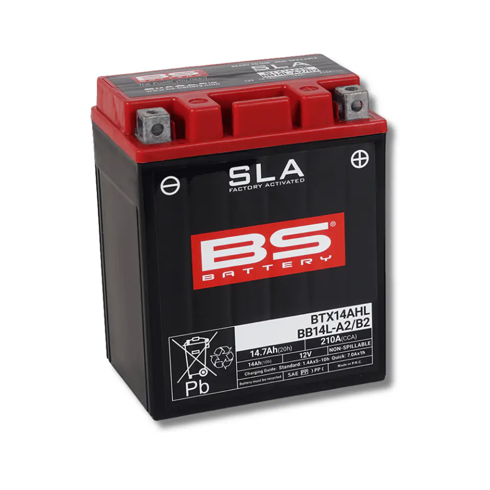 Batería Moto Bs Battery BTX14AHL BB14L-A2/B2 SLA AGM (Equivalente YTX14AHL - YB14L-A2/B2) 12V 14Ah 2