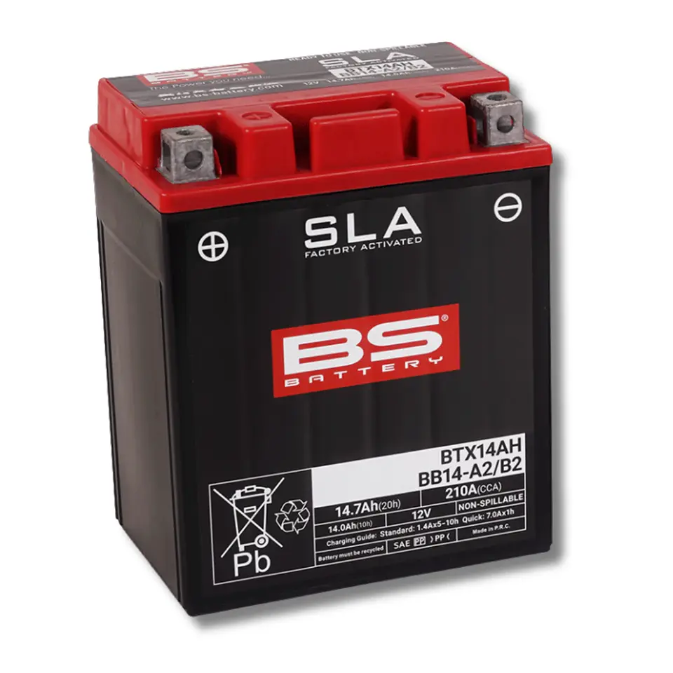 Batería Moto Bs Battery BTX14AH BB14-A2/B2 SLA AGM (Equivalente BTX14AH - BB14-A2/B2) 12V 14Ah 2