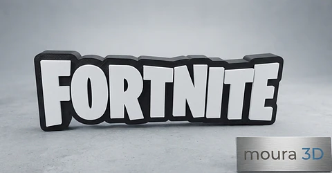 Placa Decorativa Logo Fortnite 3D (20cm) – Decoração de Setup Gamer