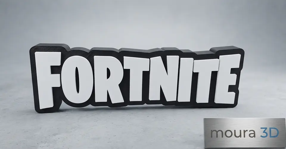 Placa Decorativa Logo Fortnite 3D (20cm) – Decoração de Setup Gamer 1