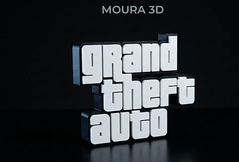 Stand de Mesa Clássico — Logotipo Grand Theft Auto em 3D 