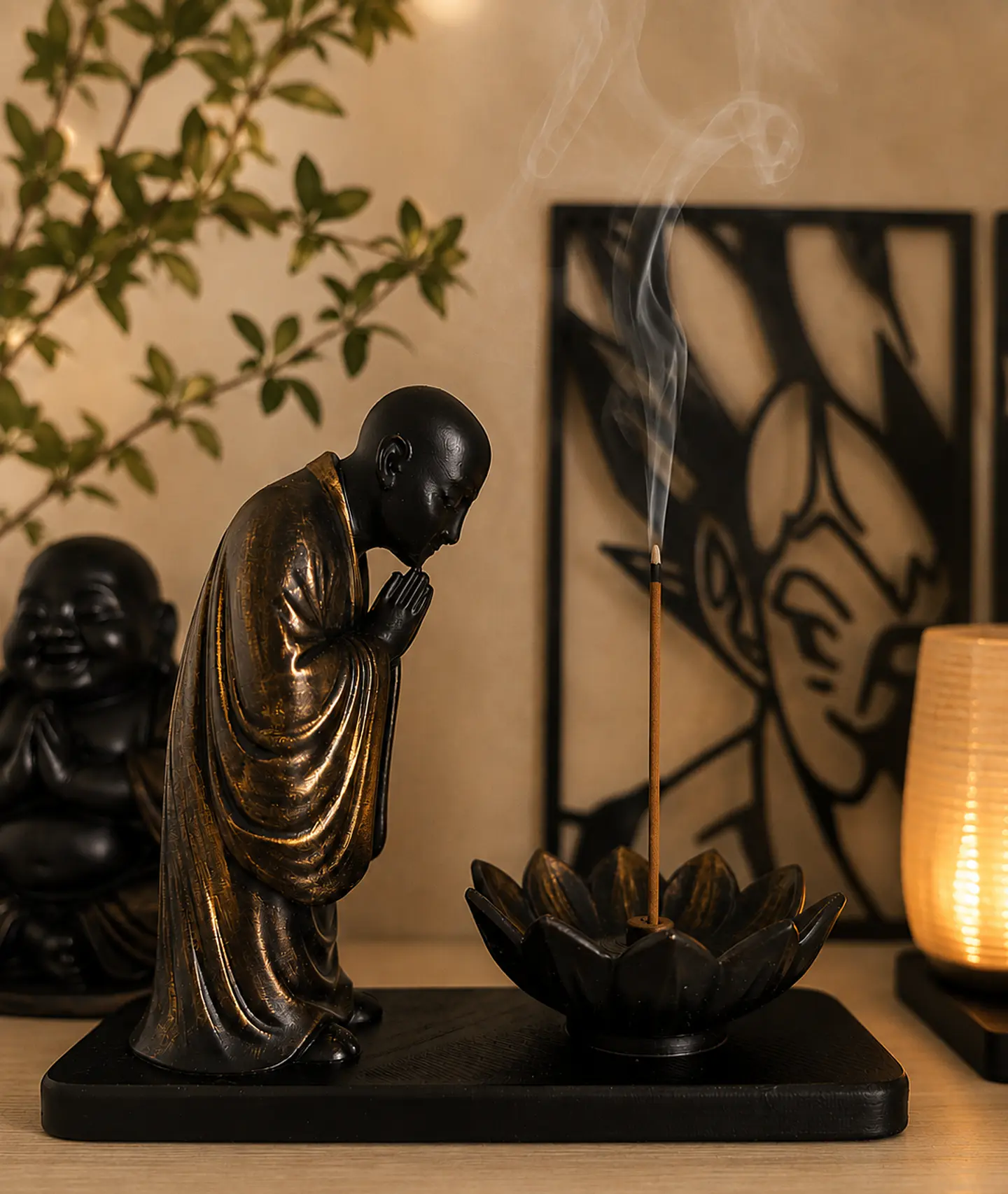 🪷 Pack Zen – Buda & Monge Porta-Incenso 2