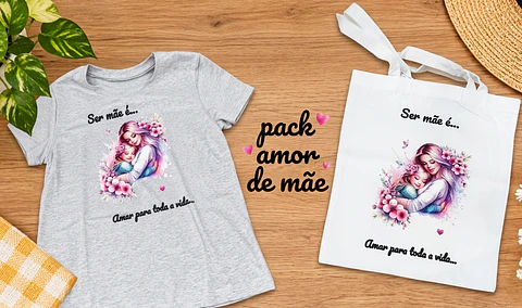 💗 Pack Amor de Mãe – T-shirt + Saco Personalizado