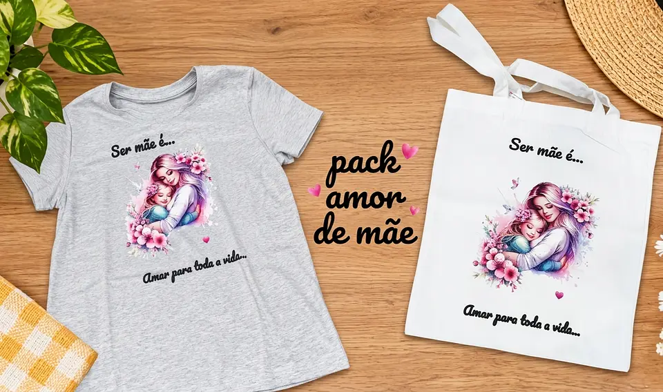 💗 Pack Amor de Mãe – T-shirt + Saco Personalizado 1