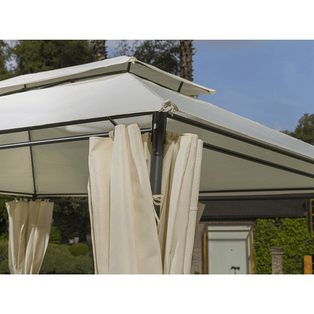 Pérgola Romana 3x4 metros con Cortinas Beige 2