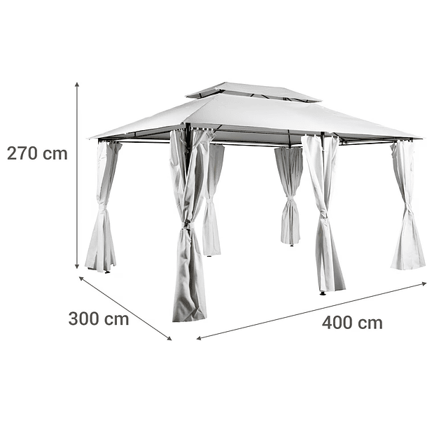 Pérgola Romana 3x4 metros con Cortinas Beige 7