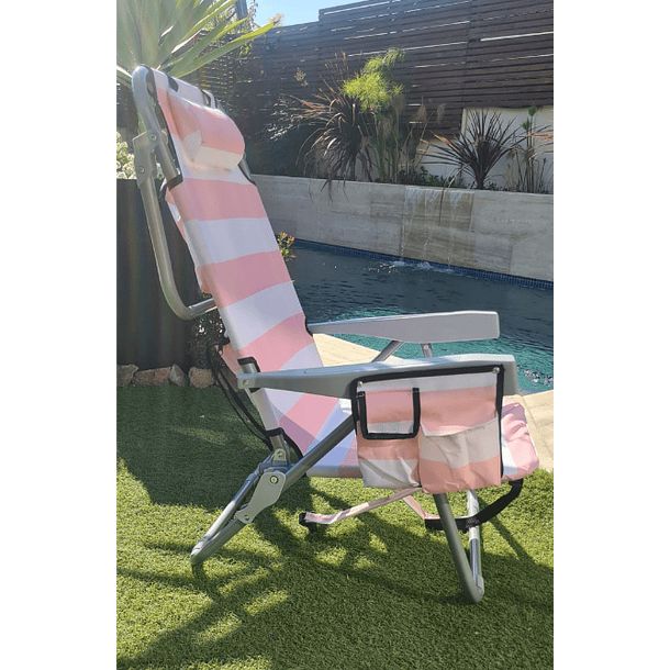 Silla Reposera Lineas Rosa con Blanco Possa 2