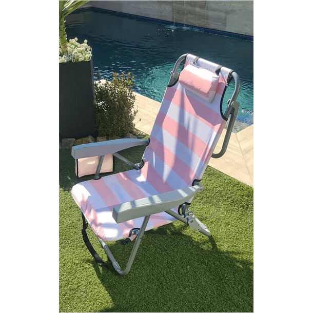 Silla Reposera Lineas Rosa con Blanco Possa 1