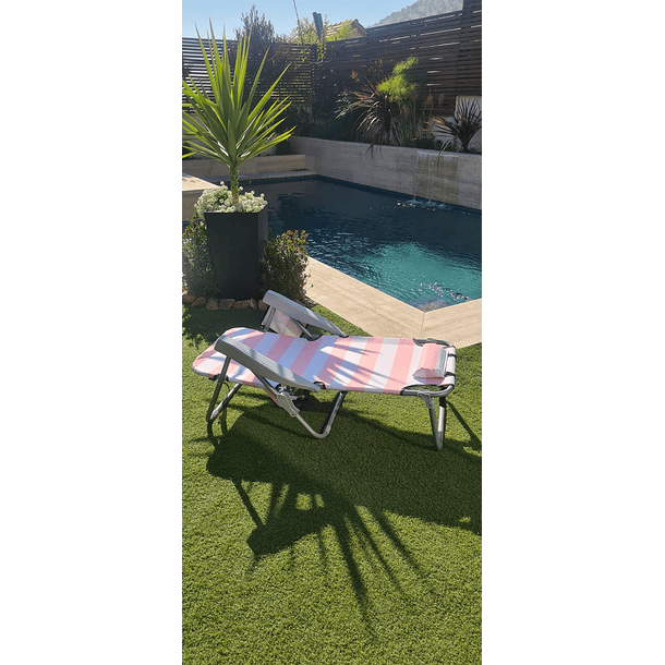 Silla Reposera Lineas Rosa con Blanco Possa 3