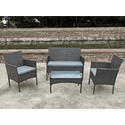 Set de Terraza Rattan 4 personas Gris 1