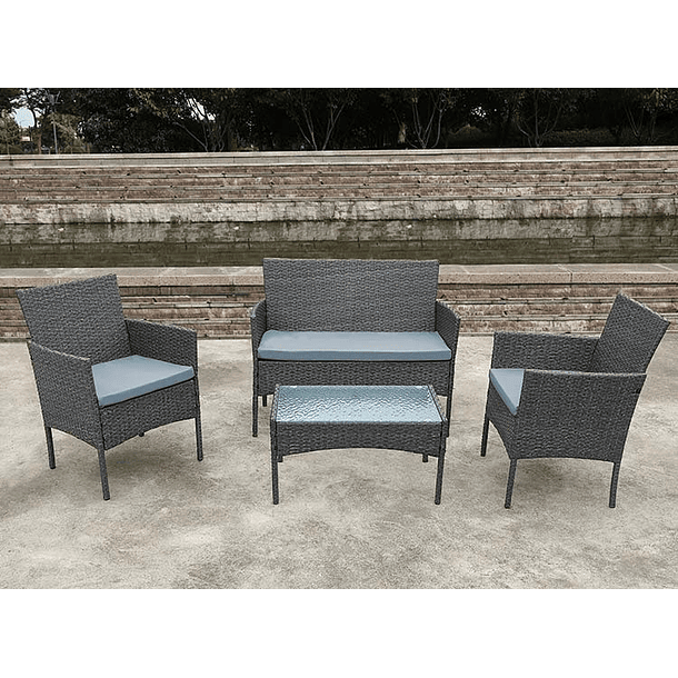 Set de Terraza Rattan 4 personas Gris 1