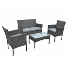 Set de Terraza Rattan 4 personas Gris 2
