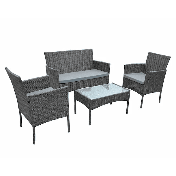 Set de Terraza Rattan 4 personas Gris 2