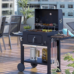 Parrilla a carbón con bandejas laterales MR BEEF