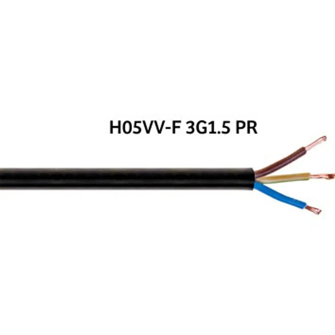 Cabo Flexível 3G1,5mm2 H05VV-F (FVV) Preto - 100 metros 1