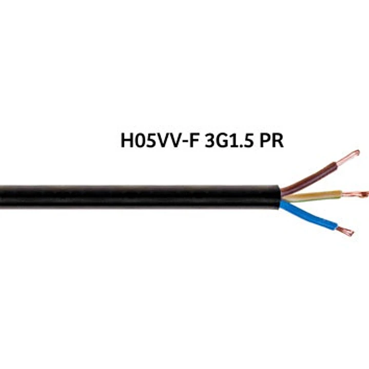 Cabo Flexível 3G1,5mm2 H05VV-F (FVV) Preto - 100 metros 1