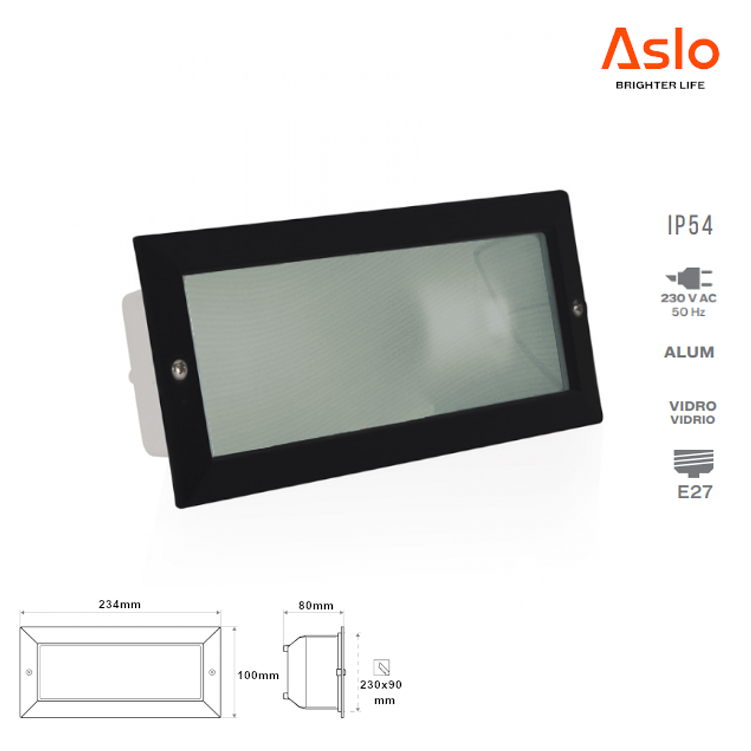 Aplique Muro Embutir LED E27 Branco/Preto 2