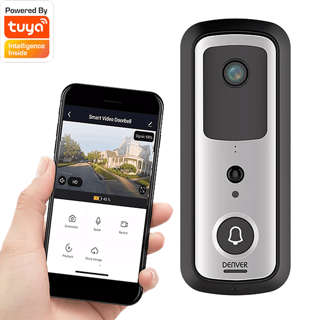 Interphone vidéo WiFi Tuya avec alarme de capteur PIR 720P DENVER