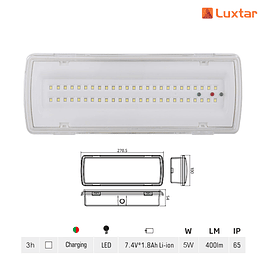 Armadura De Emergência LED 5W 400LM 6500K IP65 Luxtar