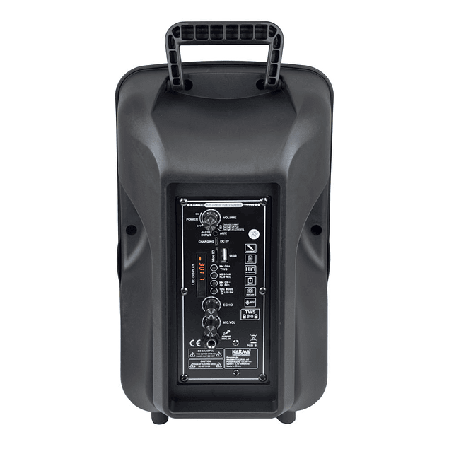 Coluna Portátil 8″ 30W USB/SD/BT/BAT/TWS + 1 Micro VHF