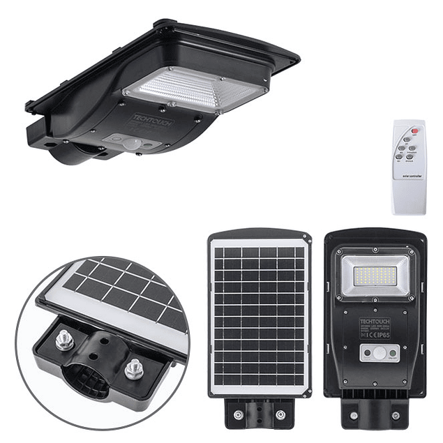 Farola solar Aplique solar con sensor IP65 1x50W LED 450lm 6400K W.18,7xW.36xH.5,5cm Negro