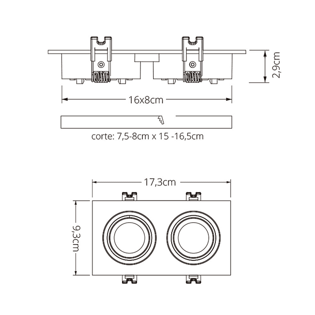 Ring for recessed spotlight ONIRO 2xMR16 L.17.3xW.9.3xHeight.2.9cm Polycarbonate (PC) White