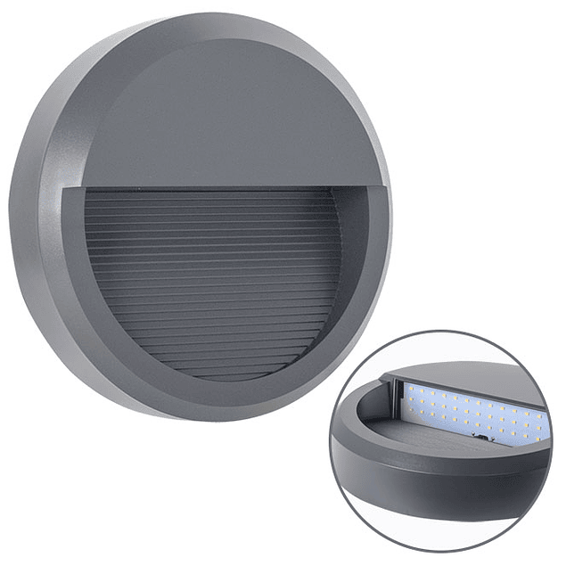 Applique LORDELO ronde IP65 1x8W LED 500lm 4000K Hauteur.5,5xP.23cm ABS+PC Anthracite