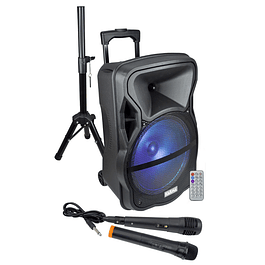 Portable Speaker 12″ 600W USB/SD/BT/BAT/TWS +2Micro +Karma Support