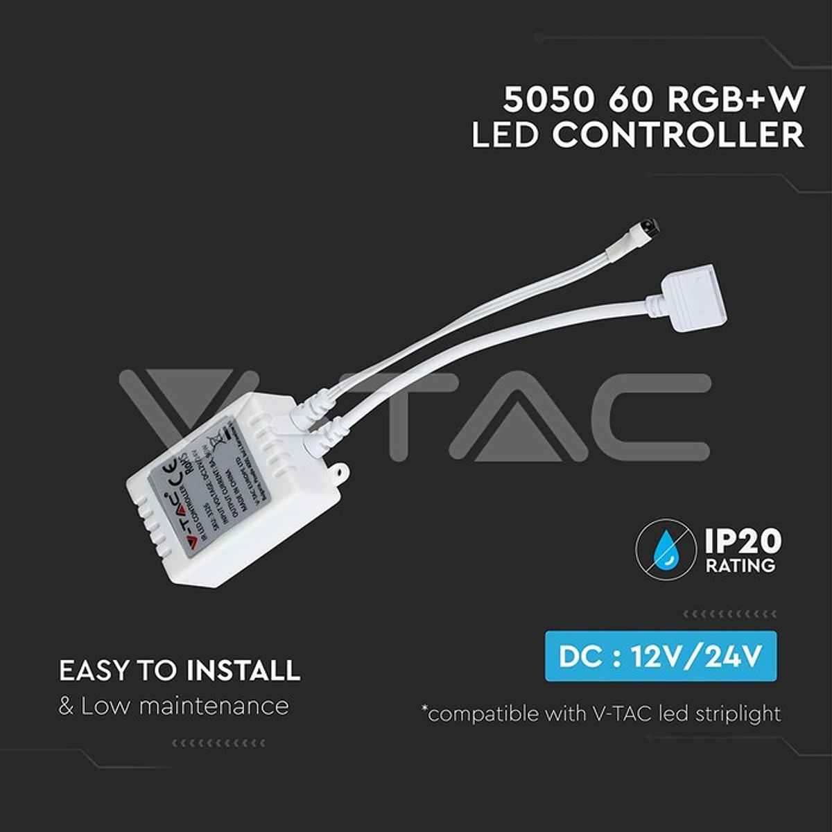 RGB+White Infrared Controller With IR V-TAC Command