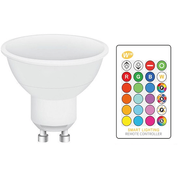 Lámpara LED 5W 350Lm GU10 RGB+W C/Control