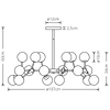 Candeeiro de tecto ANYA 18xG9 Alt.60xD.107cm Preto/Bronze