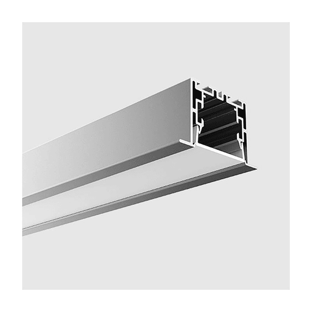 Perfil/canalón de aluminio XT-19 - Alto empotrado con difusor de ópalo MAXLED de 2M