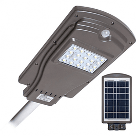 Aplique solar STREET con sensor IP65 1x20W LED 450lm 6000K H.20.5xW.40xAlt.6cm Gris