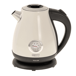 Bouilloire électrique en métal 1,7 L avec thermomètre – Crème