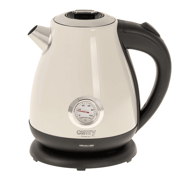 Bouilloire électrique en métal 1,7 L avec thermomètre – Crème