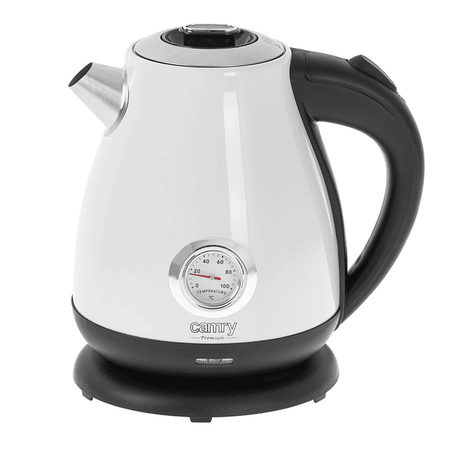 1.7 L Electric Metal Kettle w/ Thermometer – White