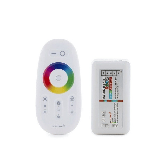 Controlador Maxled P/Fita LED RGB+W 12-24V DC 6A X 4 Canais Com Comando RF Touch Branco