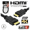 Câble HDMI Doré Mâle/Mâle 2.0 4K Noir 2M PROK