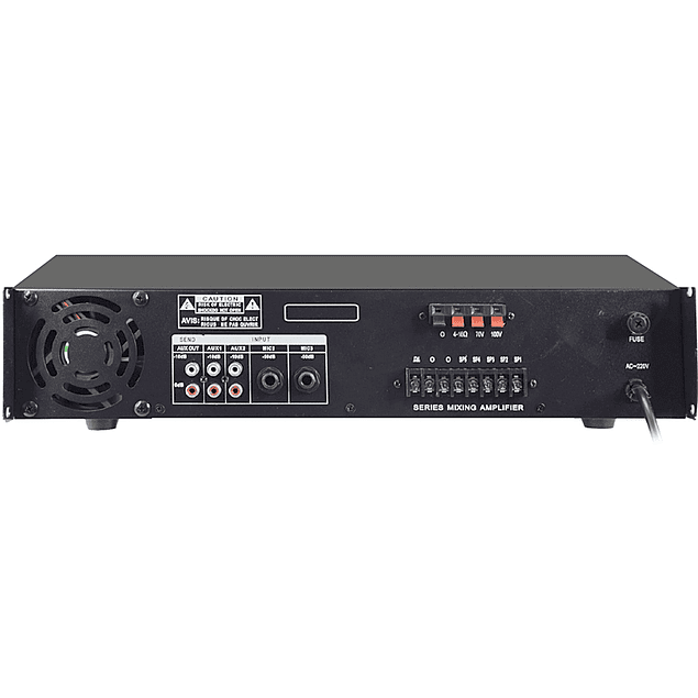Amplificador Audio 100V 180W FM/USB/MP3/BT – 5 Zonas Glemm