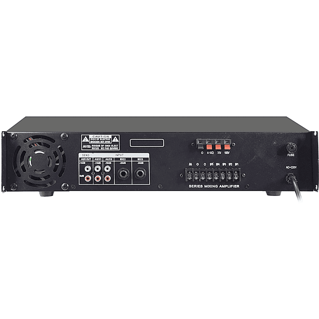 Amplificador de Audio 100V 180W FM/USB/MP3/BT – 5 Zonas Glemm