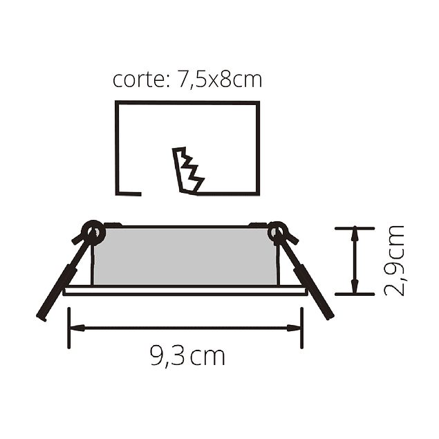 Spot encastrable ONIRO carré L.9,3xL.9,3xHauteur.0,4cm Polycarbonate (PC) Blanc