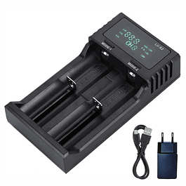 Cargador de batería de iones de litio con pantalla USB de resorte ajustable 18650/16340/14500/10400/26650