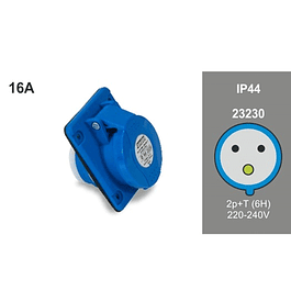 Recessed Socket 2P+T 16A IP44 23230 Famatel