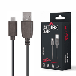 Cable USB-A 2.0 2A Male / USB-C Black 3M