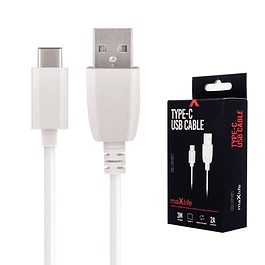 Cable USB-A 2.0 2A Macho / USB-C Blanco 3M